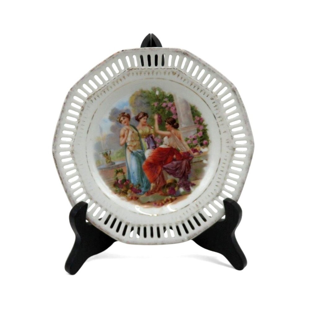 Antique ACS Bavaria Carl Schumann Plate Featuring 3 Ladies